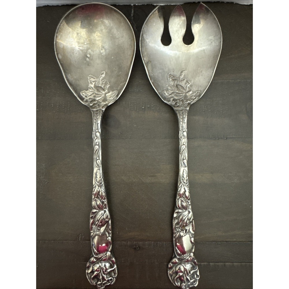 Towle Silver Bridal Rose Solid Salad Set Silver Plate, Italy